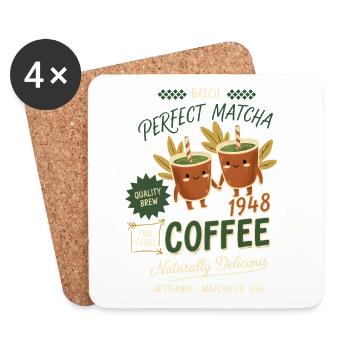 Perfect Matcha Coffee Naturally Delicious - Untersetzer (4er-Set) - Weiß - Vorne