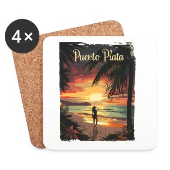 Puerto Plata Sonnenuntergang am Strand - Untersetzer (4er-Set) - Weiß - Vorne