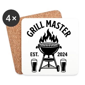 GRILL MASTER EST 2024 Grillmeister - Untersetzer (4er-Set) - Weiß - Vorne