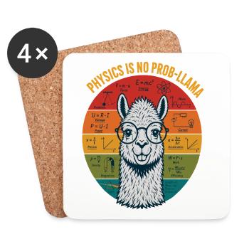 Physics Is No Prob-Llama Physics Teacher Shirt - Coasters (set of 4) - white - Front