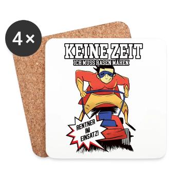 Keine Zeit ich muss Rasen mähen Garten Gärtner - Untersetzer (4er-Set) - Weiß - Vorne