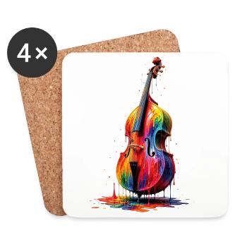 Double bass with dripping paint - Coasters (set of 4) - white - Front