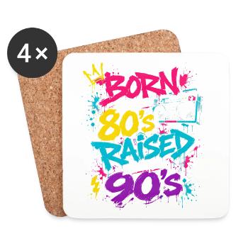 80s Boombox Neon Graffiti - Coasters (set of 4) - white - Front