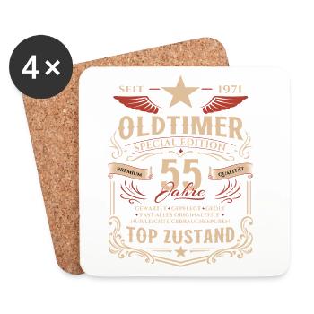 55. Geburtstag Geschenk Mann Oldtimer Vintage 1971 - Untersetzer (4er-Set) - Weiß - Vorne
