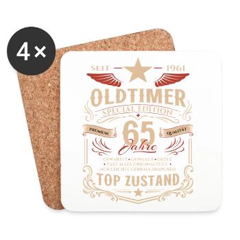 65. Geburtstag Geschenk Mann Oldtimer Vintage 1961 - Untersetzer (4er-Set) - Weiß - Vorne