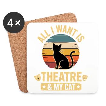 Théâtre musical : tout ce que je veux, mon chat & cadeau de théâtre - Dessous de verre (lot de 4) - blanc - Devant