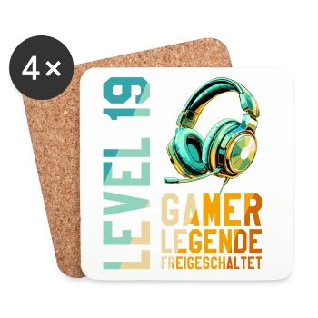 19. Geburtstag Junge Mädchen Gaming Level 19 Jahre - Untersetzer (4er-Set) - Weiß - Vorne