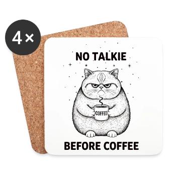 Kein Gespräch Vor Kaffee Liebhaber Katze - Untersetzer (4er-Set) - Weiß - Vorne