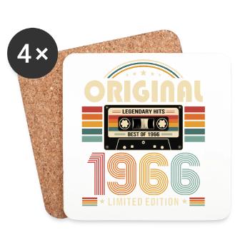 60. Geburtstag Geschenk Mann Kassette Best of 1966 - Untersetzer (4er-Set) - Weiß - Vorne