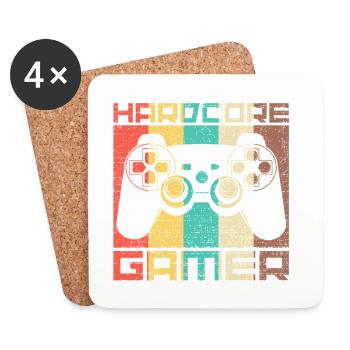 Hardcore Gamer Retro Controller – Retro Zocker - Untersetzer (4er-Set) - Weiß - Vorne