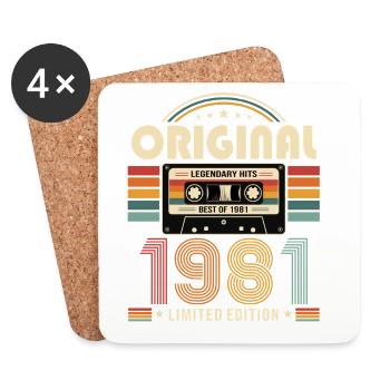 45e anniversaire Gift Man cassette Best of 1981 - Dessous de verre (lot de 4) - blanc - Devant
