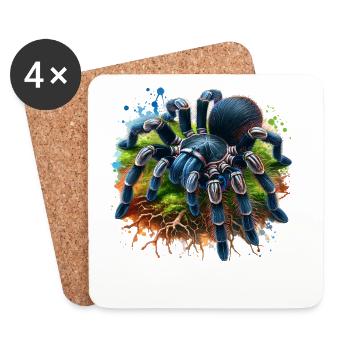 Schwarze Vogelspinne Geschenk - Untersetzer (4er-Set) - Weiß - Vorne