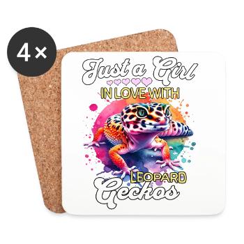 Mädchen Leopardgecko - Untersetzer (4er-Set) - Weiß - Vorne