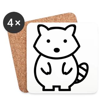 Waschbär - Untersetzer (4er-Set) - Weiß - Vorne