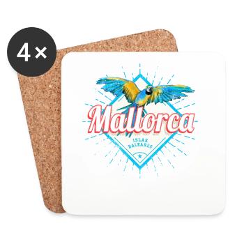 Mallorca Insel der Balearen Retro Papagei Souvenir - Untersetzer (4er-Set) - Weiß - Vorne