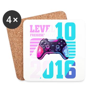 10. Geburtstag Junge Mädchen 2016 Gaming Level 10 - Untersetzer (4er-Set) - Weiß - Vorne
