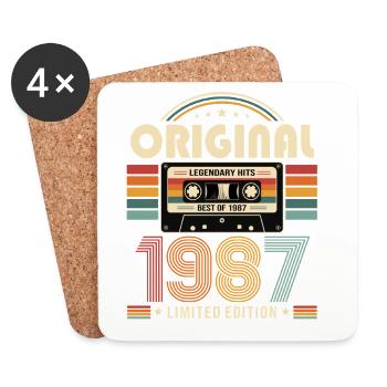 39. Geburtstag Geschenk Mann Kassette Best of 1987 - Untersetzer (4er-Set) - Weiß - Vorne