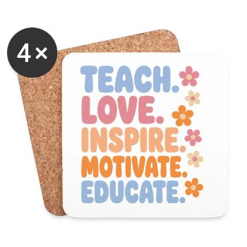 Teacher Teach Love Inspire Shirt - Coasters (set of 4) - white - Front