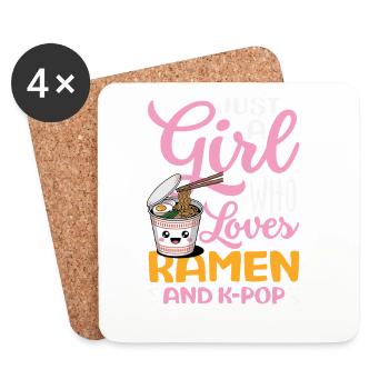 La fille adore les ramen et le k pop - Dessous de verre (lot de 4) - blanc - Devant