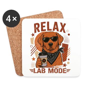 Labrador Relax Lab Mode Shirt - Untersetzer (4er-Set) - Weiß - Vorne