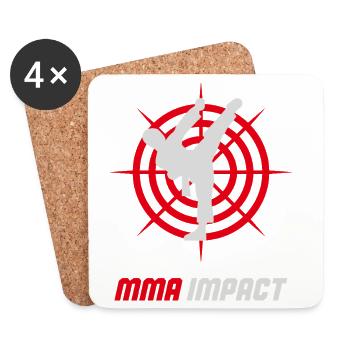 Emblème d’impact de combat MMA - Dessous de verre (lot de 4) - blanc - Devant