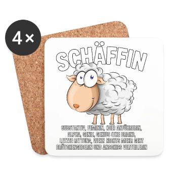 Schäffin - Alpha Schaf als Chefin - Untersetzer (4er-Set) - Weiß - Vorne