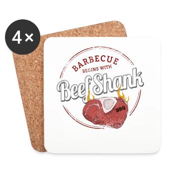 Beef Shank Barbecue Rinderhaxe Vintage BBQ Design - Untersetzer (4er-Set) - Weiß - Vorne