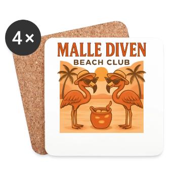 Malle Diven Beach Club Flamingo Mallorca Party - Untersetzer (4er-Set) - Weiß - Vorne