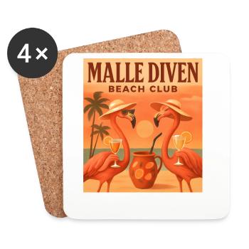 Malle Diven Beach Club Flamingo Mallorca Party - Untersetzer (4er-Set) - Weiß - Vorne