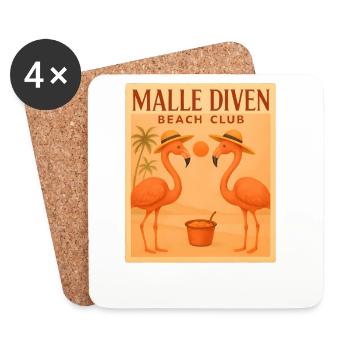 Malle Diven Beach Club Flamingo Mallorca Party - Untersetzer (4er-Set) - Weiß - Vorne