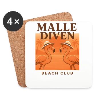 Malle Diven Beach Club Flamingo Mallorca Party - Untersetzer (4er-Set) - Weiß - Vorne