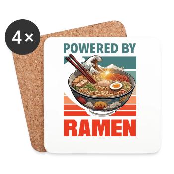 Bol de nouilles japonais propulsé par Ramen - Dessous de verre (lot de 4) - blanc - Devant