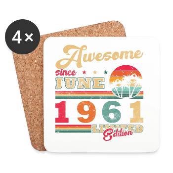 65. Geburtstag Geschenk Vintage Juni Jahrgang 1961 - Untersetzer (4er-Set) - Weiß - Vorne