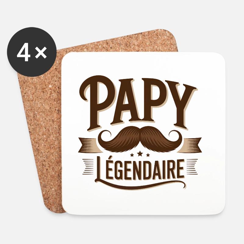 Opa Legendärer Schnurrbart - Untersetzer (4er-Set) - Weiß