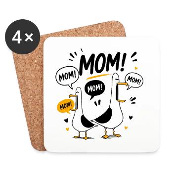 Mouettes drôles Maman Fête des Mères Maman Mouettes - Dessous de verre (lot de 4) - blanc - Devant