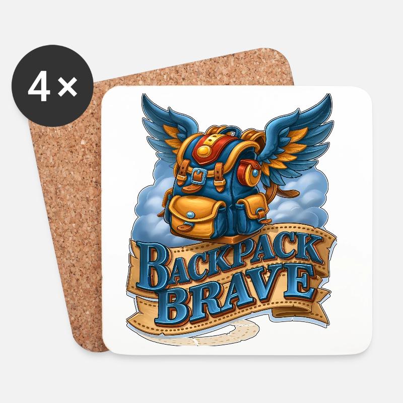 Backpack Brave Magical Flying Winged Bag - Coasters (set of 4) - white