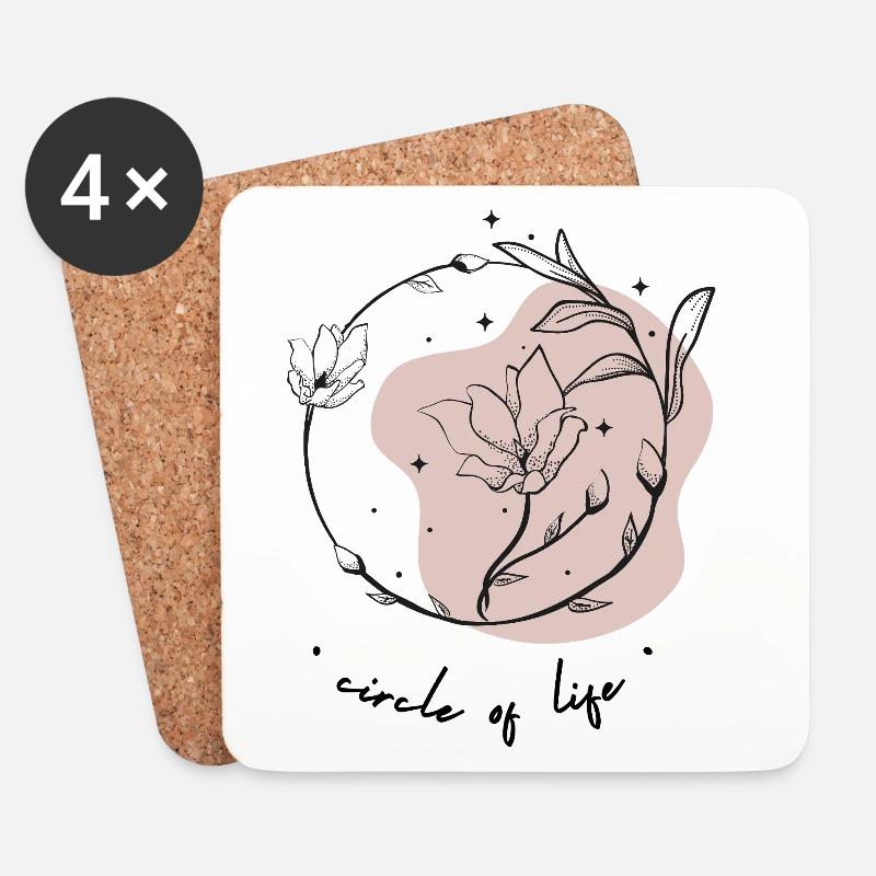 Cycles de vie - Dessous de verre (lot de 4) - blanc
