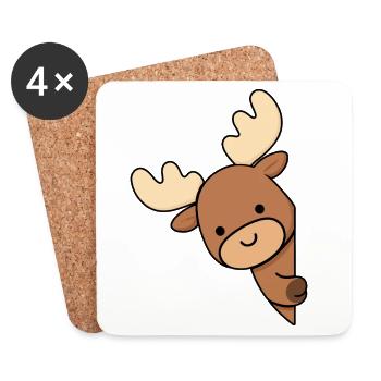 Alaskan Moose Elk Deer Cute funny Alaska Moose - Coasters (set of 4) - white - Front