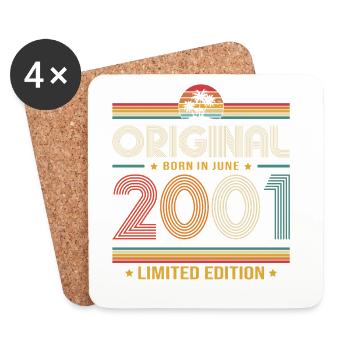 25. Geburtstag Geschenk Vintage Juni Jahrgang 2001 - Untersetzer (4er-Set) - Weiß - Vorne
