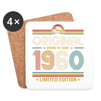 Cadeau pour le 66e anniversaire Vintage juin Années 1960 - Dessous de verre (lot de 4) - blanc - Devant