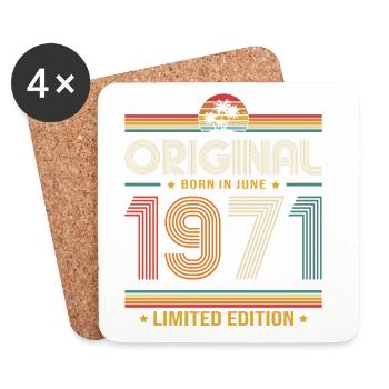 55. Geburtstag Geschenk Vintage Juni Jahrgang 1971 - Untersetzer (4er-Set) - Weiß - Vorne