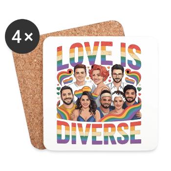 Love Is Diverse Pride Rainbow - Coasters (set of 4) - white - Front