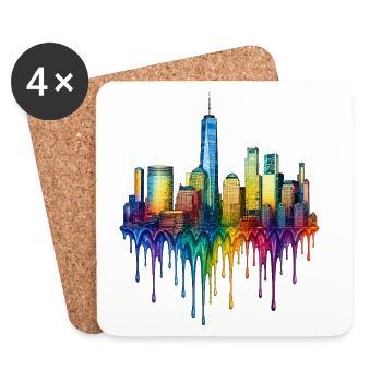 New York City New York Dripping Art - Coasters (set of 4) - white - Front
