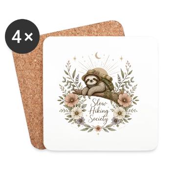 Slow Hiking Society Sloth Art - Coasters (set of 4) - white - Front