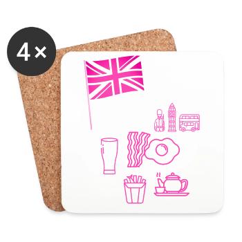 EXANGLIA (Pink + White Text) - Coasters (set of 4) - white - Front