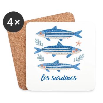 Les Sardines: mediterranes Fisch Design - Untersetzer (4er-Set) - Weiß - Vorne