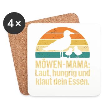 Möwenmama Checkliste Mama Humor Kaffee - Untersetzer (4er-Set) - Weiß - Vorne