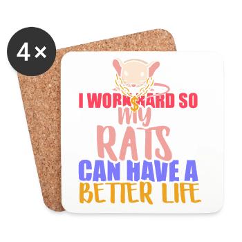 Rat, house rat, rat owner, rat lover - Coasters (set of 4) - white - Front