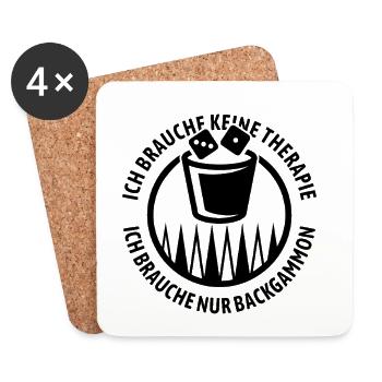 Keine Therapie - Backgammon | Brettspiel - Untersetzer (4er-Set) - Weiß - Vorne
