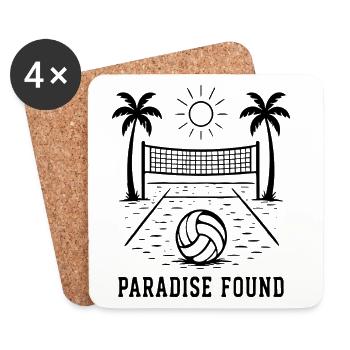 Paradise Found Beach Volleyball Sommer Paradies - Untersetzer (4er-Set) - Weiß - Vorne
